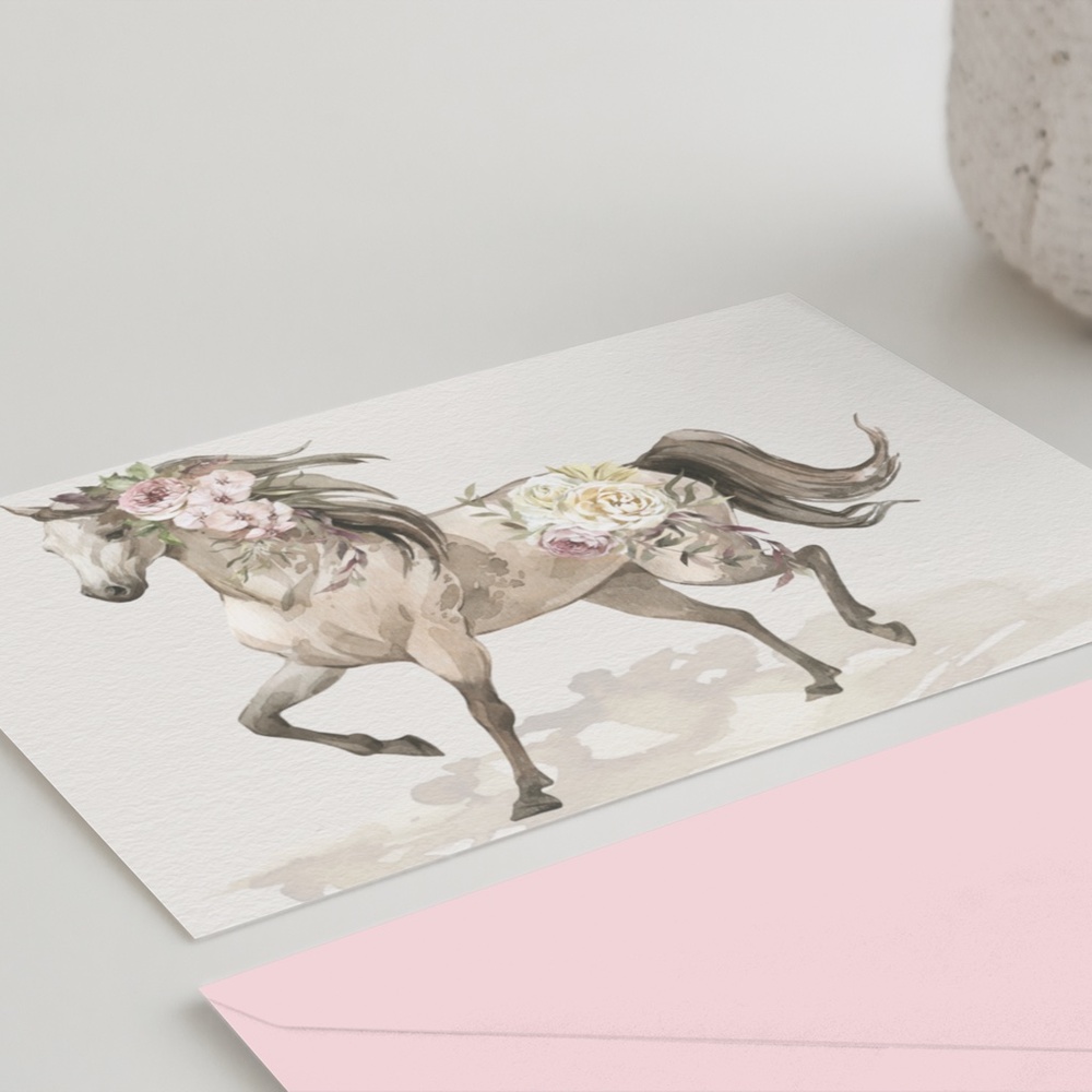 Floral Horse Watercolor Illustration Wall Art Print Poster Unframed - Picture 5 of 17